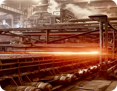 Industrial process line showing engineered material applications
